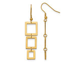 Yellow Plated Stainless Steel Polished Rectangle Dangle Earrings
